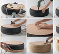Chậu cây, ghế ngồi làm từ bánh ôtô
