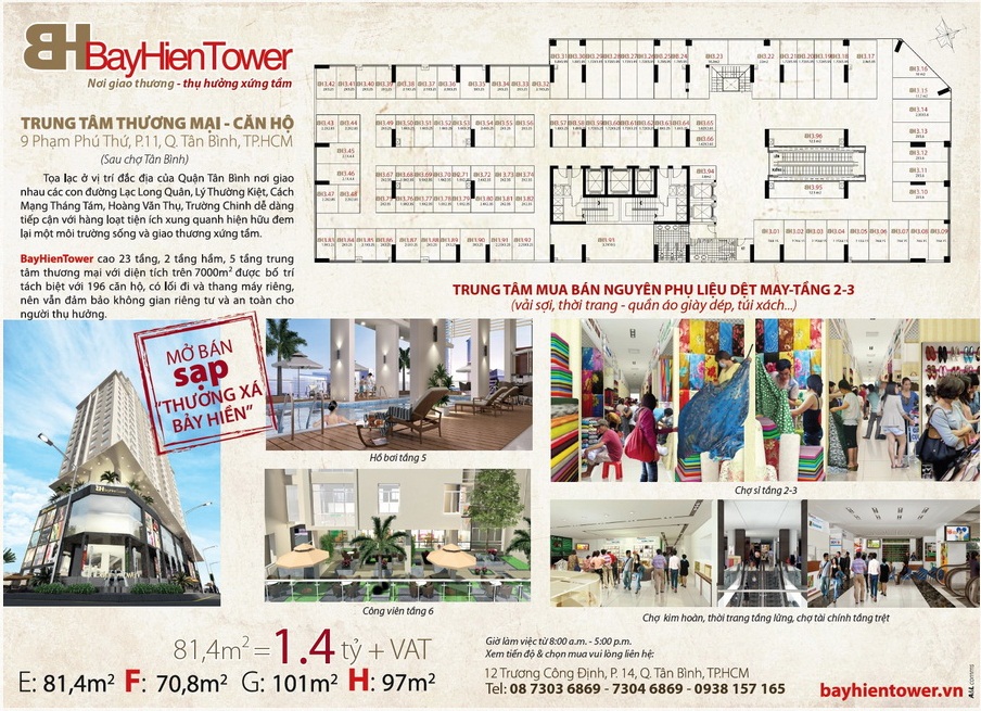 Bán sạp dự án TTTM BayHienTower cạnh chợ Tân Bình giá chỉ 225 triệu/ 1 sạp