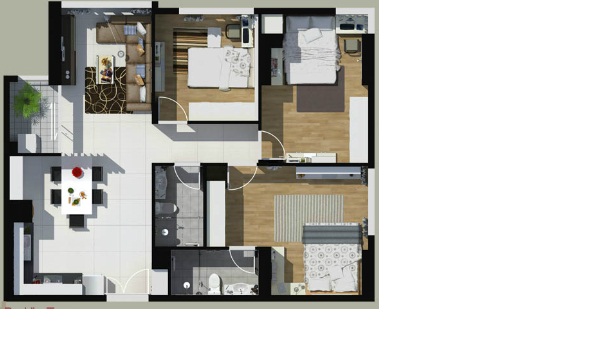 Căn hộ 3 phòng ngủ BayHien Tower trung tâm quận Tân Bình 101m2 giá 16,7 triệu/m2