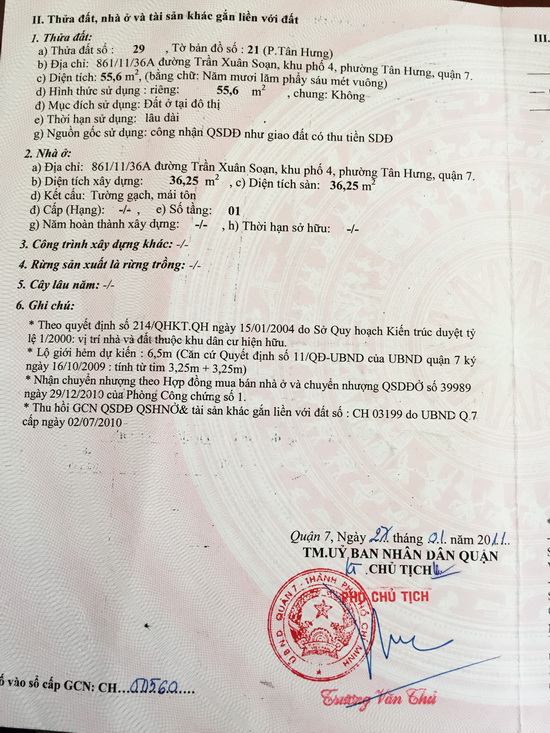 Tôi cần bán gấp lô đất nền đẹp hẽm 861/15 Trần Xuân Soạn, Q7 (cách lộ 50m)