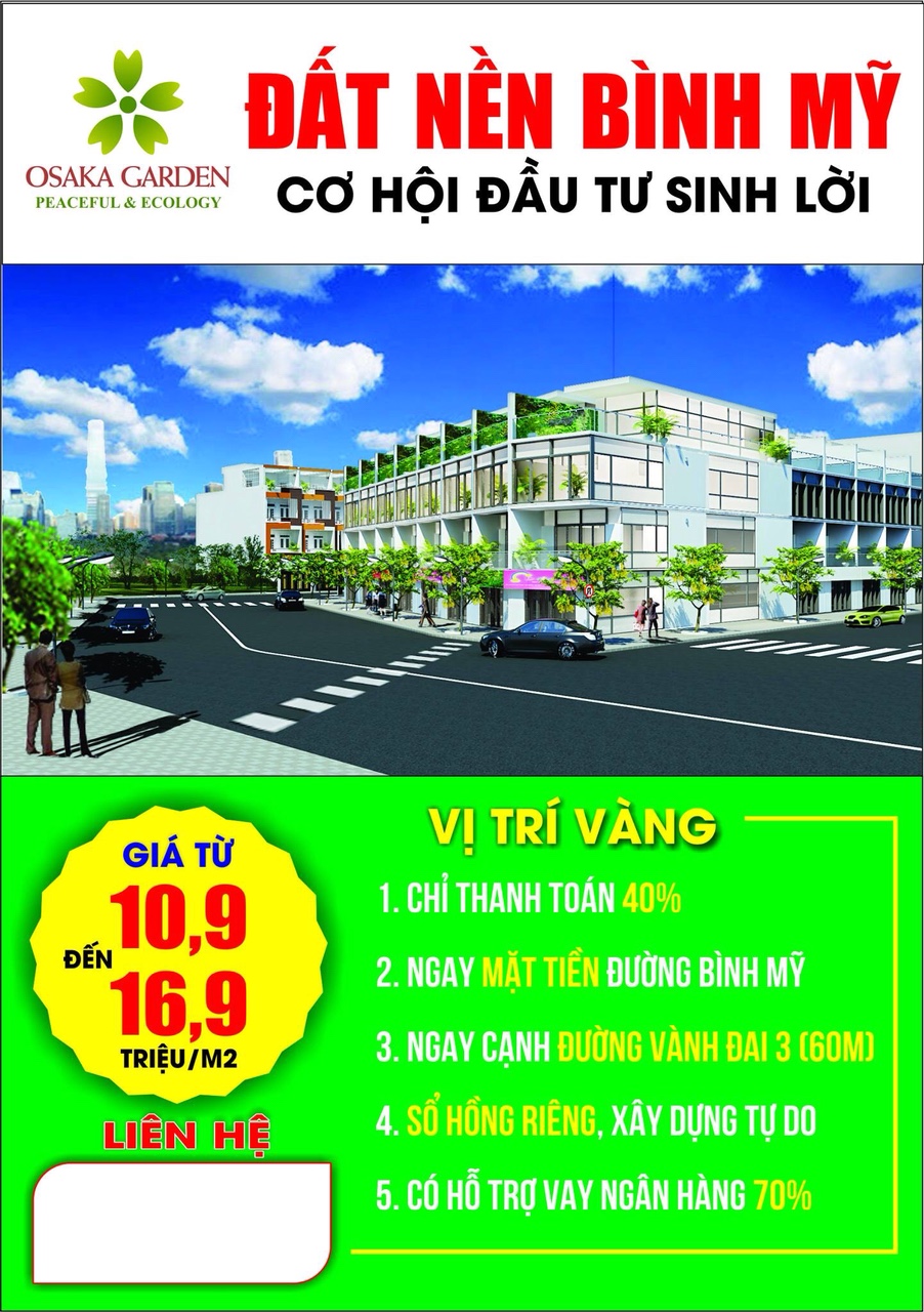Đất nền Củ Chi giá chính chủ, sát Vành Đai 3, giá 10.9trr/m2