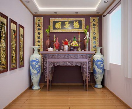 bàn thờ bị xà đè