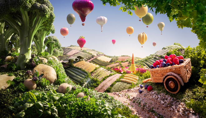 Cảnh thần tiên làm từ rau quả