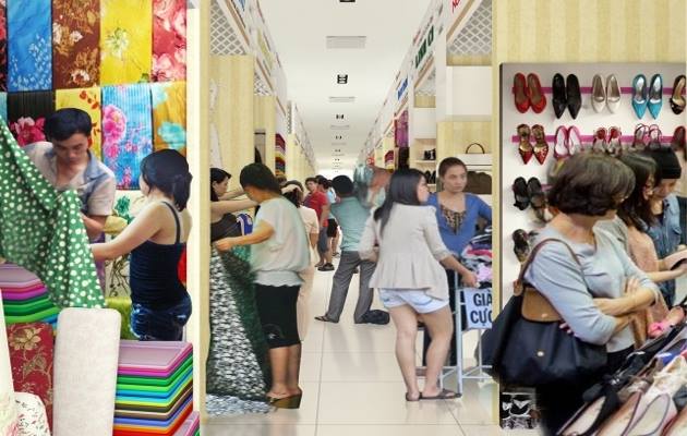 Sạp thương mại tại thương xá Bảy Hiền